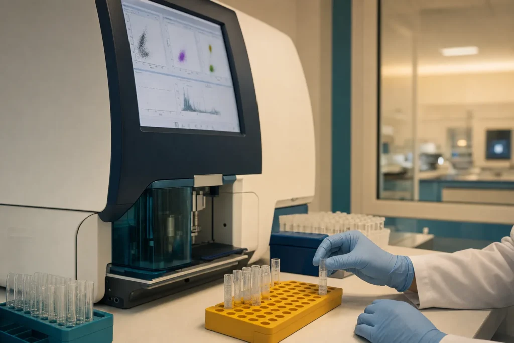 Immunoassay and molecular diagnostics laboratory for HIV testing and monitoring.