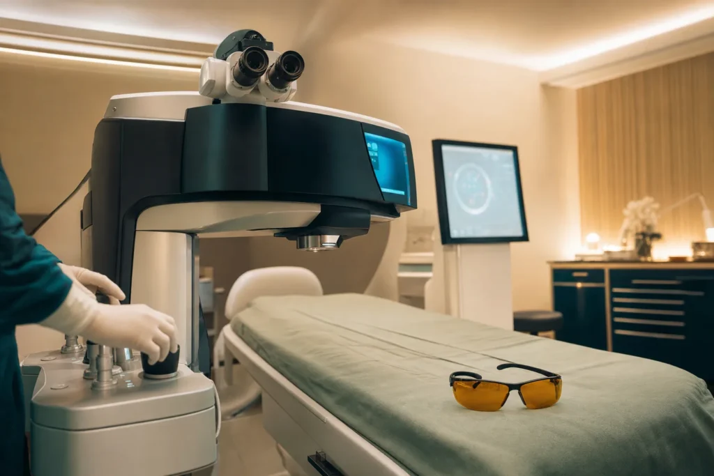 Laser-vision suite with a femtosecond laser platform and ophthalmic microscope.